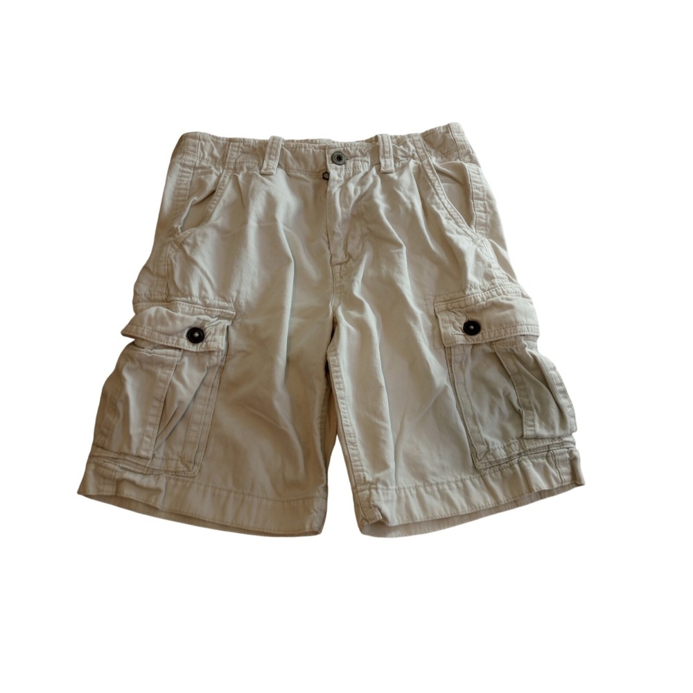 American Eagle Cargo Shorts Mens 32 Sand White Tan Classic Length Baggy Y2k